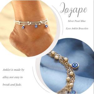 ʕ·ᴥ·ʔJozape Boho Layered Anklet Pearl Blue Eyes Anklet